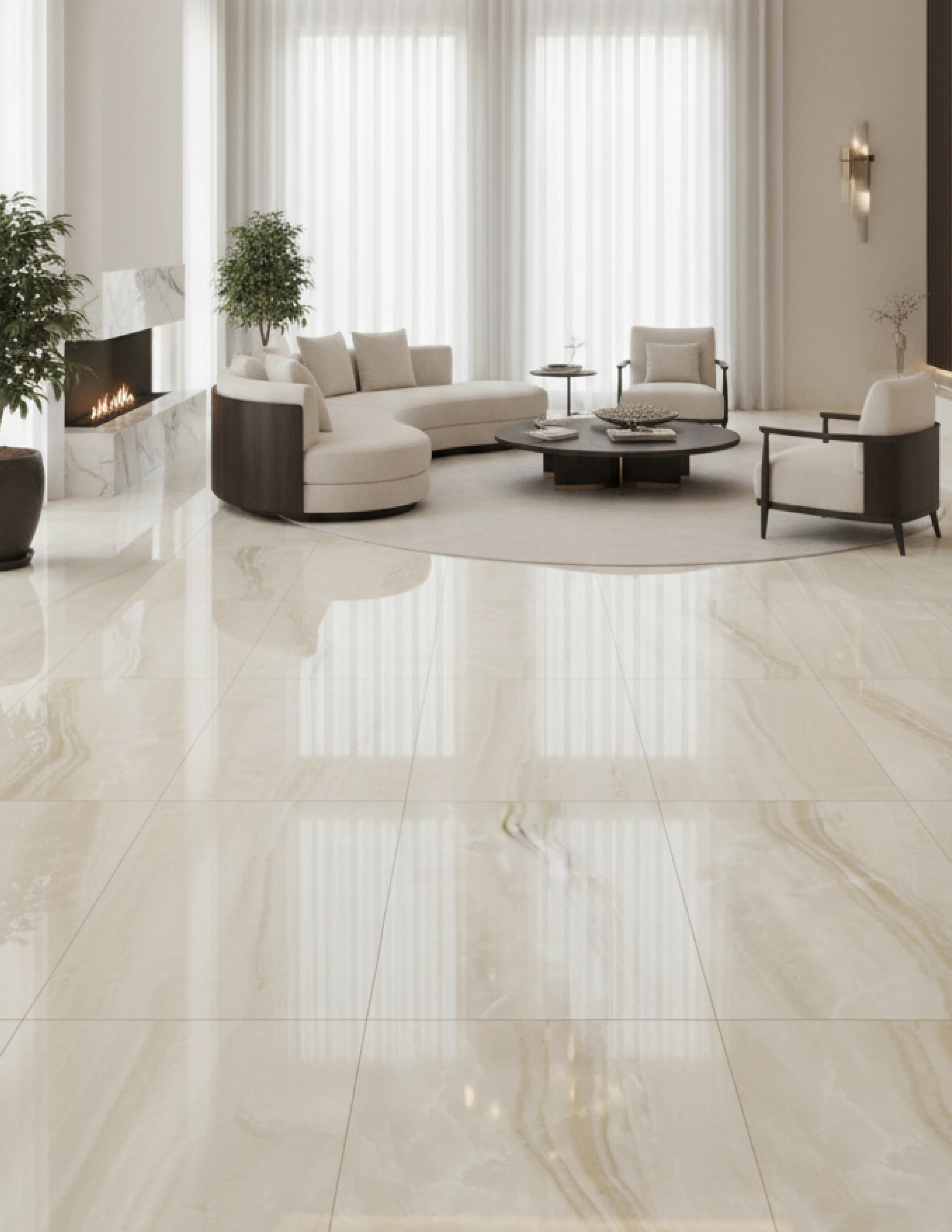 Gray Marble — comedor con mármol gris pulido